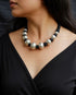 Wax Beads Silver Necklace (oversized beads)
